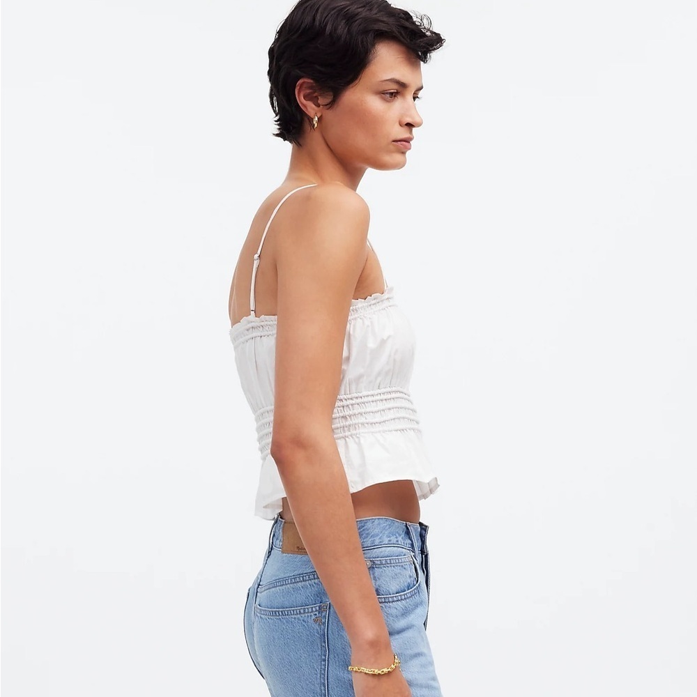 Madewell Smocked Button-Front Top in Poplin XL - Picture 8 of 11